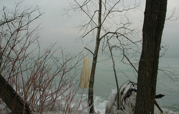 White Slip - I thought I might do an installation with a dress, so I brought one just to see what it looked like in the landscape.